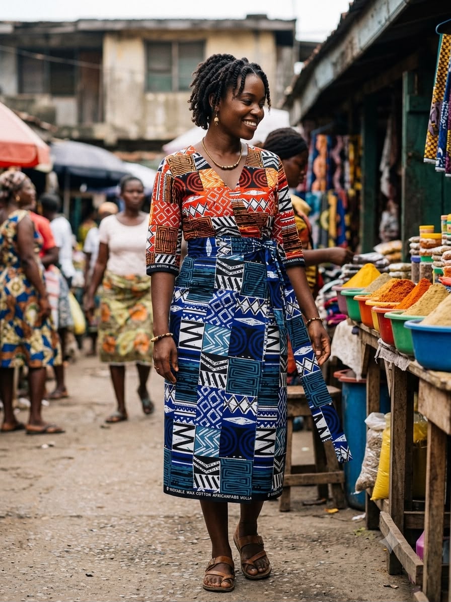 Traditional African Market Wrap Dress